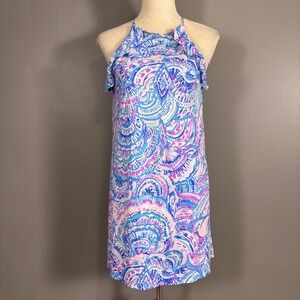 Lilly Pulitzer Billie Ruffle Shift Dress M Happy As A Clam Mini Resort Vacation